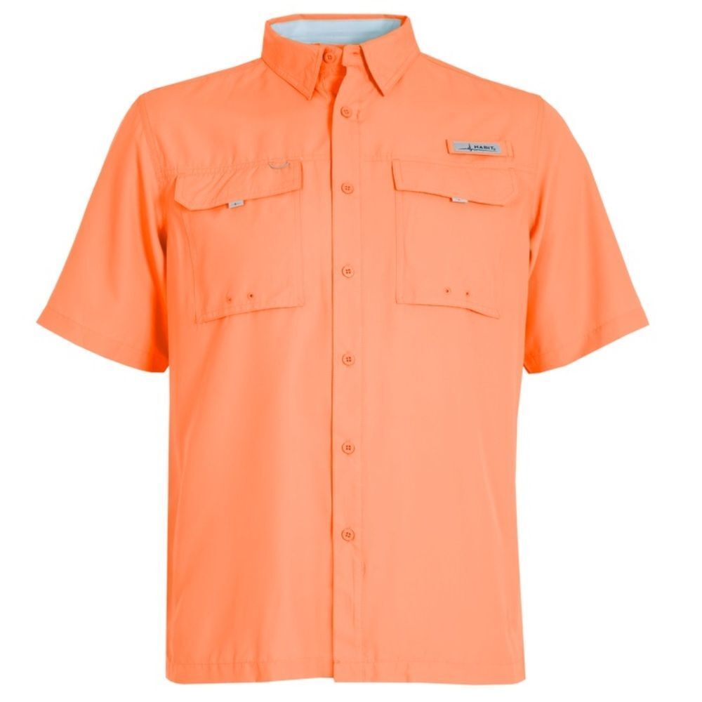 Men's Light Orange Peach Solar Factor Fishing Shirt Jacket Size 2XL